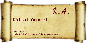 Kállai Arnold névjegykártya